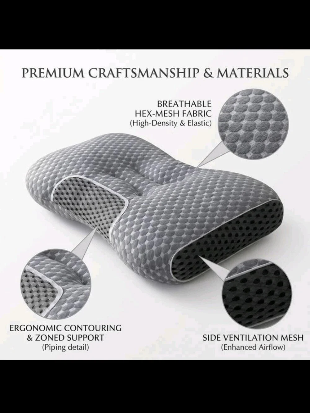 Gray Ergonomic Contour Neck Pillows - 2 Pack